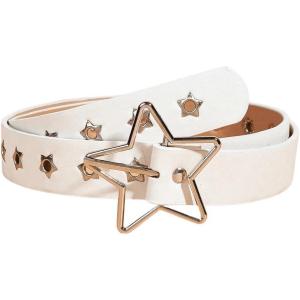 imageVerdusa Womens Double Grommet PU Leather Belt Punk Buckle Waist BeltsWhite Star