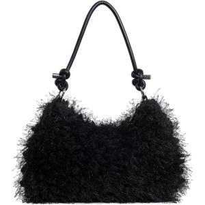 imageVerdusa Womens Fluffy Faux Fur Underarm Bags Fuzzy Shoulder Bag Plush PurseBlack