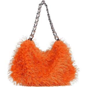 imageVerdusa Womens Fluffy Faux Fur Underarm Bags Fuzzy Shoulder Bag Plush PurseOrange
