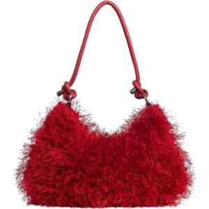 imageVerdusa Womens Fluffy Faux Fur Underarm Bags Fuzzy Shoulder Bag Plush PurseRed