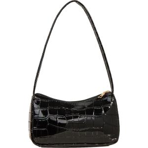 imageVerdusa Womens Metallic Shoulder Bag PU Leather Handbag Top Handle PurseBlack