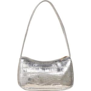 imageVerdusa Womens Metallic Shoulder Bag PU Leather Handbag Top Handle PurseSilver