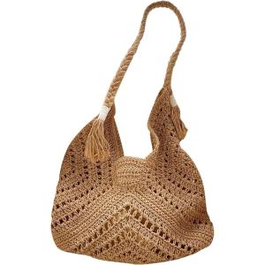imageVerdusa Womens Straw Hobo Shoulder Bags Woven Tote Handbag Summer Crochet PurseDark Khaki