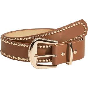 imageVerdusa Womens Studded PU Leather Belts Punk Waist Buckle BeltBrown