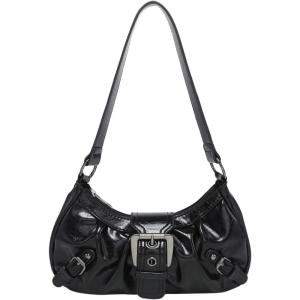 imageVerdusa Womens Y2k Purse Top Handle Shoulder Bag Buckle Punk Hobo Clutch Purses BagsBlack