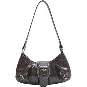 imageVerdusa Womens Y2k Purse Top Handle Shoulder Bag Buckle Punk Hobo Clutch Purses BagsChocolate Brown