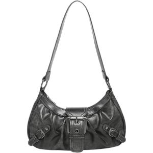 imageVerdusa Womens Y2k Purse Top Handle Shoulder Bag Buckle Punk Hobo Clutch Purses BagsGrey