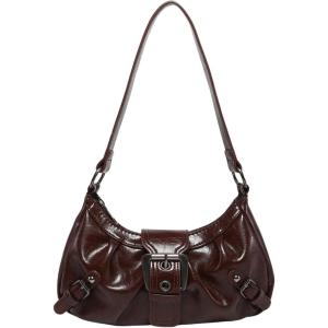 imageVerdusa Womens Y2k Purse Top Handle Shoulder Bag Buckle Punk Hobo Clutch Purses BagsMaroon