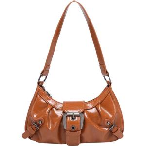 imageVerdusa Womens Y2k Purse Top Handle Shoulder Bag Buckle Punk Hobo Clutch Purses BagsMedium Brown