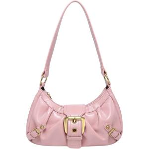 imageVerdusa Womens Y2k Purse Top Handle Shoulder Bag Buckle Punk Hobo Clutch Purses BagsPink