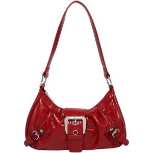 imageVerdusa Womens Y2k Purse Top Handle Shoulder Bag Buckle Punk Hobo Clutch Purses BagsRed