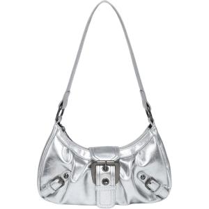 imageVerdusa Womens Y2k Purse Top Handle Shoulder Bag Buckle Punk Hobo Clutch Purses BagsSilver
