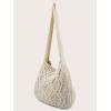 imageVerdusa Womens Crochet Shoulder HandBags Hobo Knitted Tote Bag Shopping BagsBeige