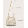 imageVerdusa Womens Crochet Shoulder HandBags Hobo Knitted Tote Bag Shopping BagsBeige