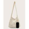imageVerdusa Womens Crochet Shoulder HandBags Hobo Knitted Tote Bag Shopping BagsBeige