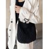 imageVerdusa Womens Crochet Shoulder HandBags Hobo Knitted Tote Bag Shopping BagsBlack