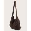 imageVerdusa Womens Crochet Shoulder HandBags Hobo Knitted Tote Bag Shopping BagsCoffee Brown