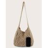 imageVerdusa Womens Crochet Shoulder HandBags Hobo Knitted Tote Bag Shopping BagsKhaki