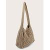 imageVerdusa Womens Crochet Shoulder HandBags Hobo Knitted Tote Bag Shopping BagsKhaki