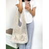 imageVerdusa Womens Hollow Out Knit Tote Handbags Crochet Shoulder BagApricot