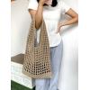 imageVerdusa Womens Hollow Out Knit Tote Handbags Crochet Shoulder BagKhaki