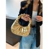 imageVerdusa Womens Pleated Handbags Ruched Top Handle Satchel Purse Denim Clutch BagsGold