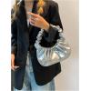 imageVerdusa Womens Pleated Handbags Ruched Top Handle Satchel Purse Denim Clutch BagsSilver