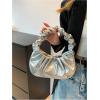imageVerdusa Womens Pleated Handbags Ruched Top Handle Satchel Purse Denim Clutch BagsSilver