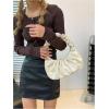 imageVerdusa Womens Pleated Handbags Ruched Top Handle Satchel Purse Denim Clutch BagsWhite