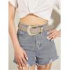 imageVerdusa Womens Vintage Buckle PU Leather Waist Belts Western BeltsWhite Gold