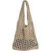 imageVerdusa Womens Hollow Out Knit Tote Handbags Crochet Shoulder BagKhaki