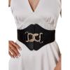 imageVerdusa Womens Snake Buckle Faux Leather Elastic Wide Belt CorsetBlack