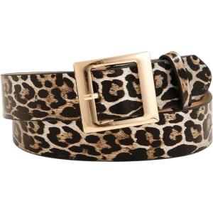 imageVerdusa Womens Leopard Belt Faux Leather Waist BeltsSquare Brown