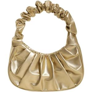 imageVerdusa Womens Pleated Handbags Ruched Top Handle Satchel Purse Denim Clutch BagsGold