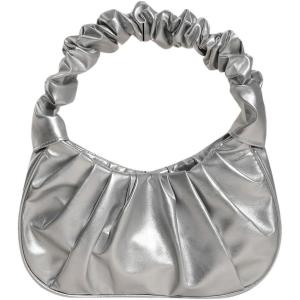 imageVerdusa Womens Pleated Handbags Ruched Top Handle Satchel Purse Denim Clutch BagsSilver