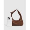 imageVerdusa Womens Metallic Knot Strap PU Leather Handbags Zipper Hobo Shoulder BagBrown Tie