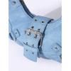 imageVerdusa Womens Studded PU Leather Clutch Shoulder Tote Handbag Adjustable Strap Boho BagsBlue