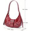 imageVerdusa Womens Studded PU Leather Clutch Shoulder Tote Handbag Adjustable Strap Boho BagsBurgundy