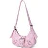 imageVerdusa Womens Studded PU Leather Clutch Shoulder Tote Handbag Adjustable Strap Boho BagsPink