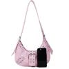 imageVerdusa Womens Studded PU Leather Clutch Shoulder Tote Handbag Adjustable Strap Boho BagsPink