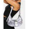 imageVerdusa Womens Studded PU Leather Clutch Shoulder Tote Handbag Adjustable Strap Boho BagsSilver a