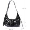 imageVerdusa Womens Studded PU Leather Clutch Shoulder Tote Handbag Adjustable Strap Boho BagsTexture Black