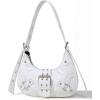 imageVerdusa Womens Studded PU Leather Clutch Shoulder Tote Handbag Adjustable Strap Boho BagsWhite