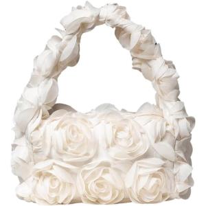 imageVerdusa Womens 3D Flower Clutch Handbags Rose Evening Purse Top Handle BagsApricot