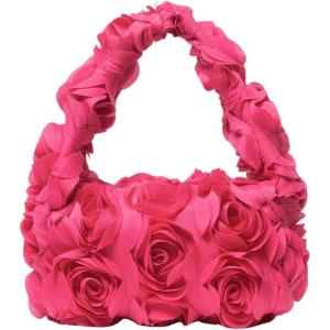 imageVerdusa Womens 3D Flower Clutch Handbags Rose Evening Purse Top Handle BagsHot Pink