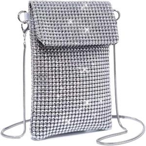 imageVerdusa Womens Crossbody Bag Glitter Rhinestone Evening Bag Purse Sequin Wedding HandbagSilver