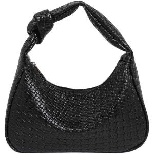 imageVerdusa Womens Metallic Knot Strap PU Leather Handbags Zipper Hobo Shoulder BagBlack Tie