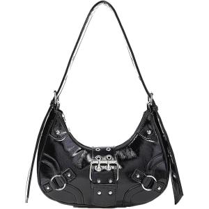 imageVerdusa Womens Studded PU Leather Clutch Shoulder Tote Handbag Adjustable Strap Boho BagsBlack