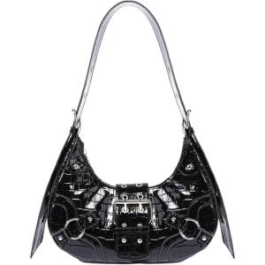 imageVerdusa Womens Studded PU Leather Clutch Shoulder Tote Handbag Adjustable Strap Boho BagsTexture Black