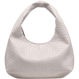 imageVerdusa Womens Woven Leather Hobo Shoulder Bags Top Handle Braided Underarm PurseBeige